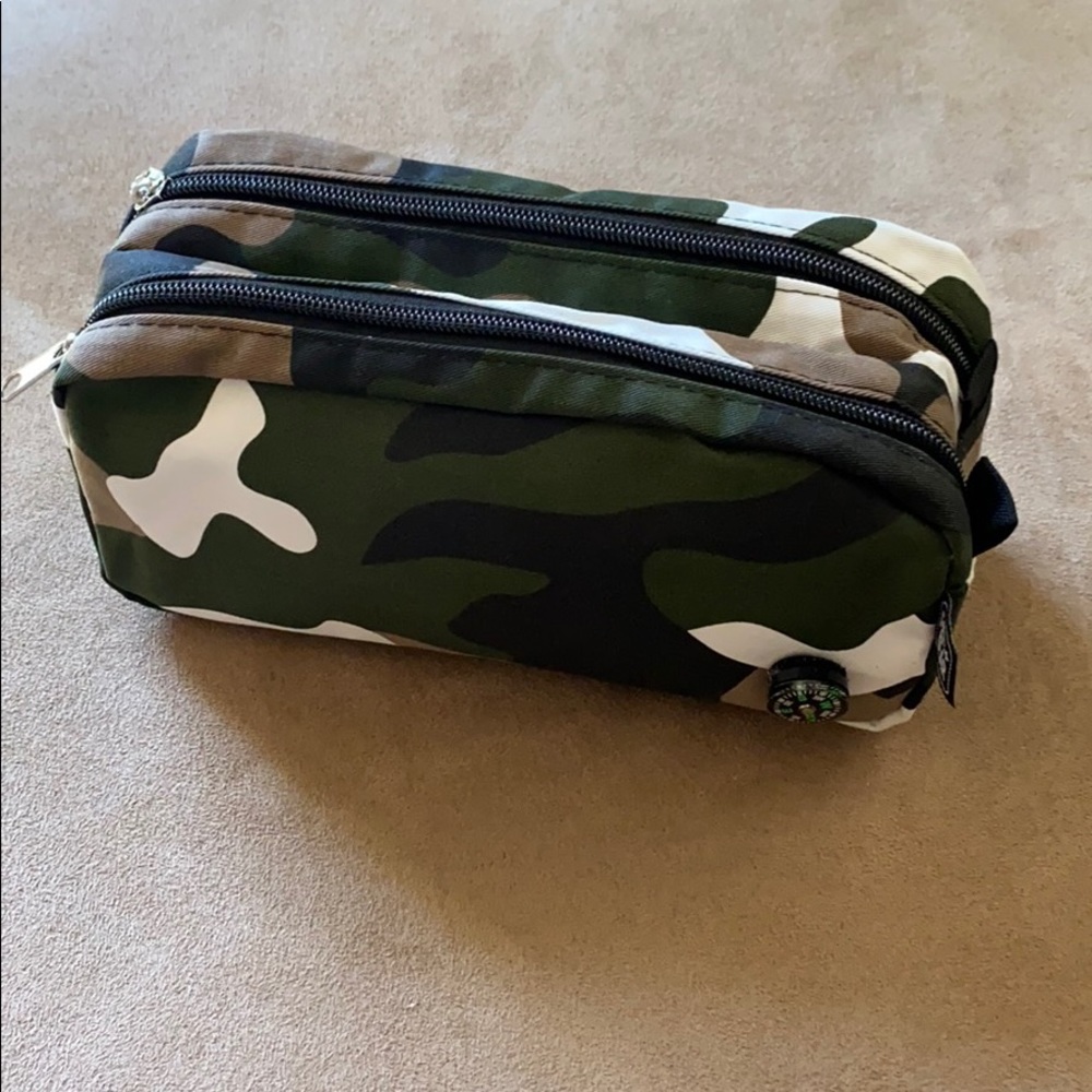 Camo Green White Black Camouflage Cosmetic Pouch